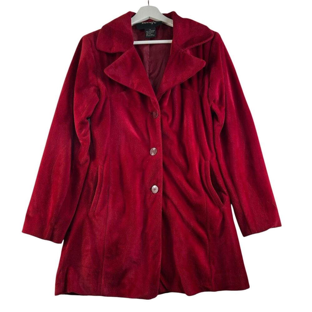 Formula X Small S Pea Coat Vintage Velour Fleece Lined 3 Button‎ Jacket Pockets